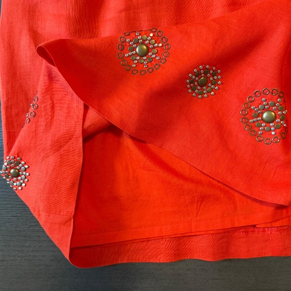 Anne Klein 100% Linen Sleeveless Embellished Red‎ Lined Dress Size 12 - Picture 10 of 12